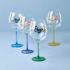 Lenox Premium Butterfly Meadow Balloon Wine Glasses, Set of 4, Assorted