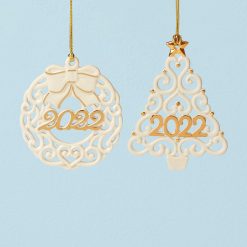 Lenox Premium 2026 Wreath & Tree Ornaments, Set of 2