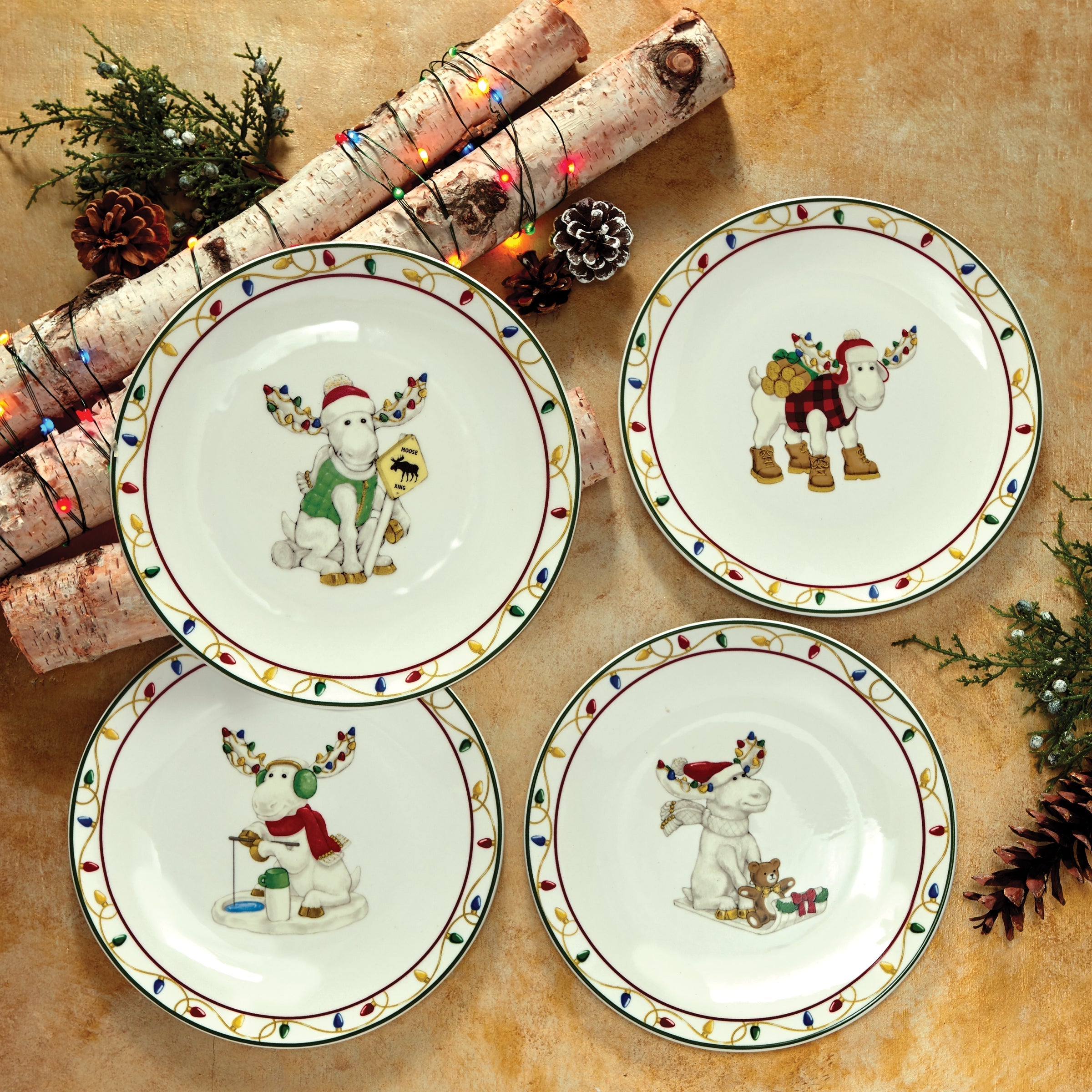 Lenox Premium Merry Marcel Moose 4-Piece Dessert Plate Set - Image 5