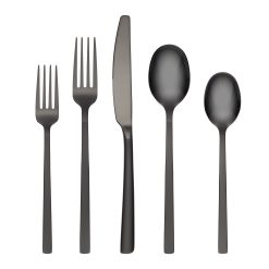 Lenox Premium Beacon Black Sand Mirror 20-Piece Flatware Set