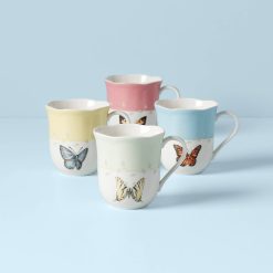 Lenox Premium Butterfly Meadow Colors Mugs, Set of 4