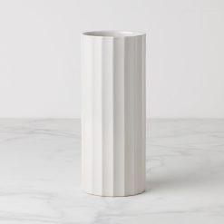 Lenox Premium French Perle Scallop White Cylinder Vase