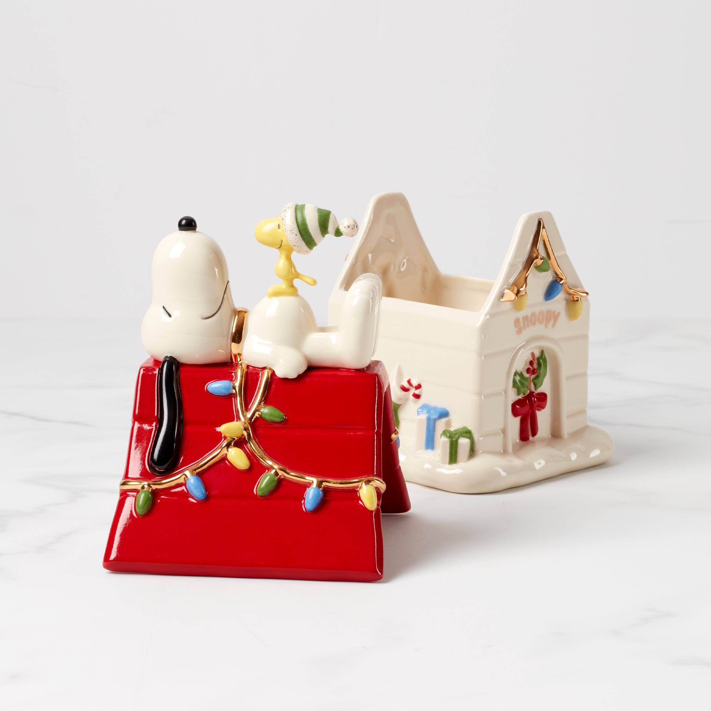 Lenox Premium Snoopy Christmas Covered Candy Dish - Image 4