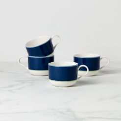 Lenox Premium Make It Pop Navy & Green Mugs, Set of 4