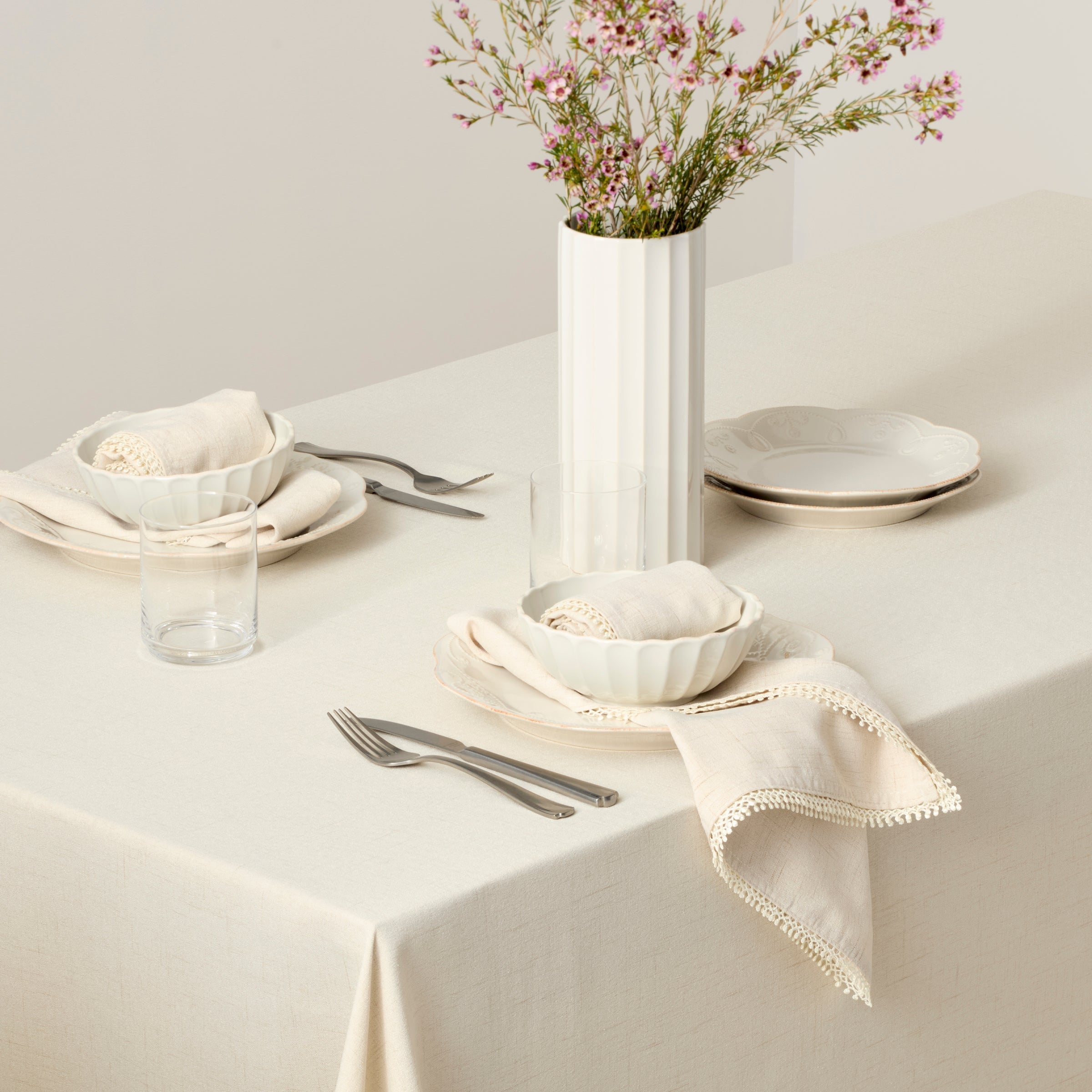 Lenox Premium French Perle Natural 60x84 Tablecloth - Image 4