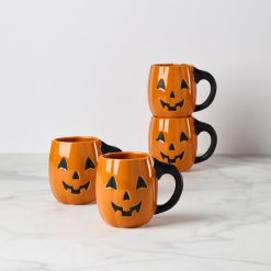 Lenox Premium Halloween Figural Pumpkin Mugs, Set of 4