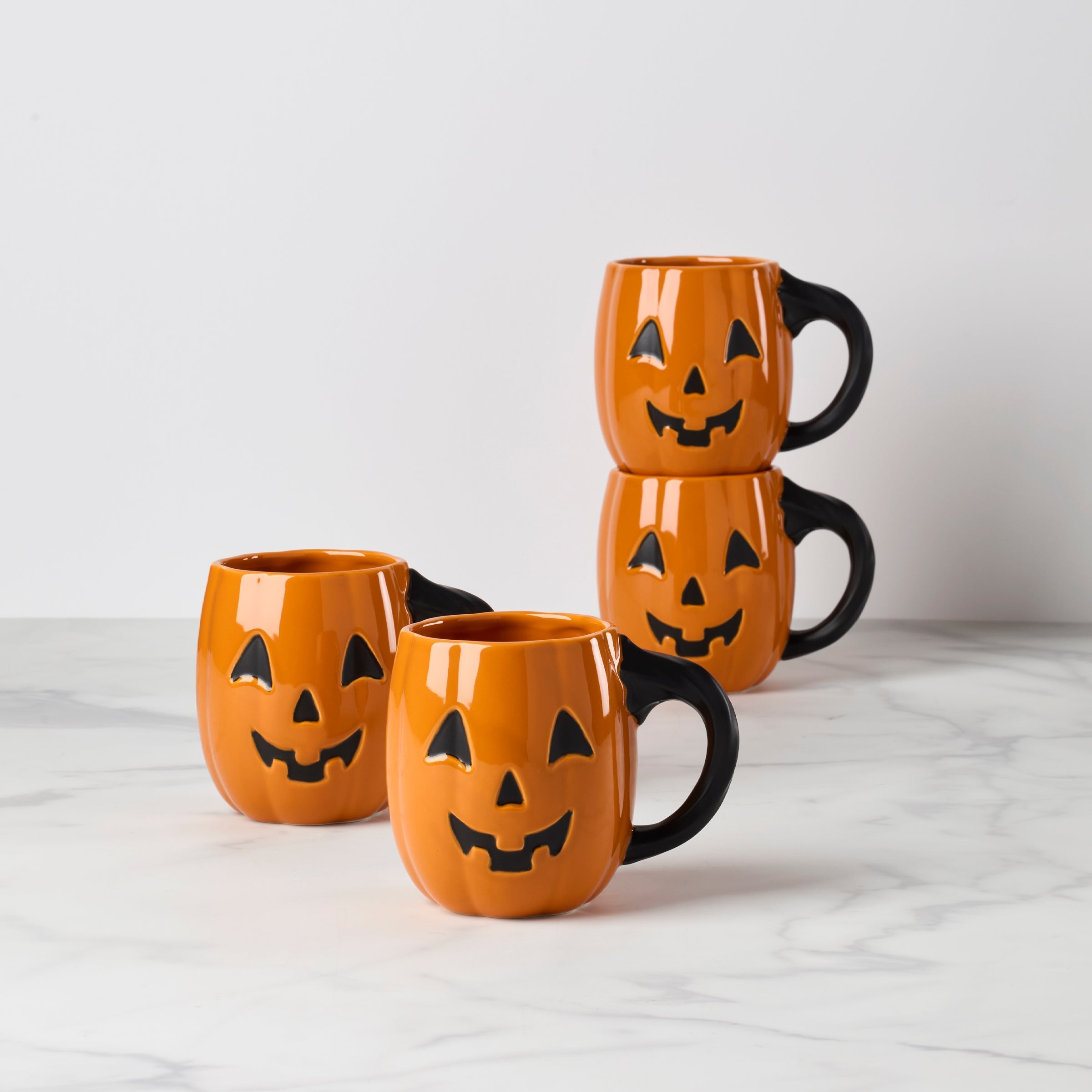 Lenox Premium Halloween Figural Pumpkin Mugs, Set of 4