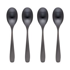 Lenox Premium Eliana Black Satin Dinner Spoons, Set of 4