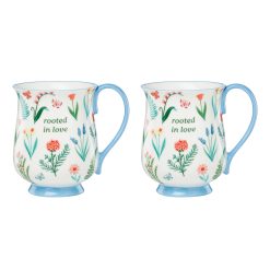 Lenox Premium First Blooms Blue Mugs, Set of 2
