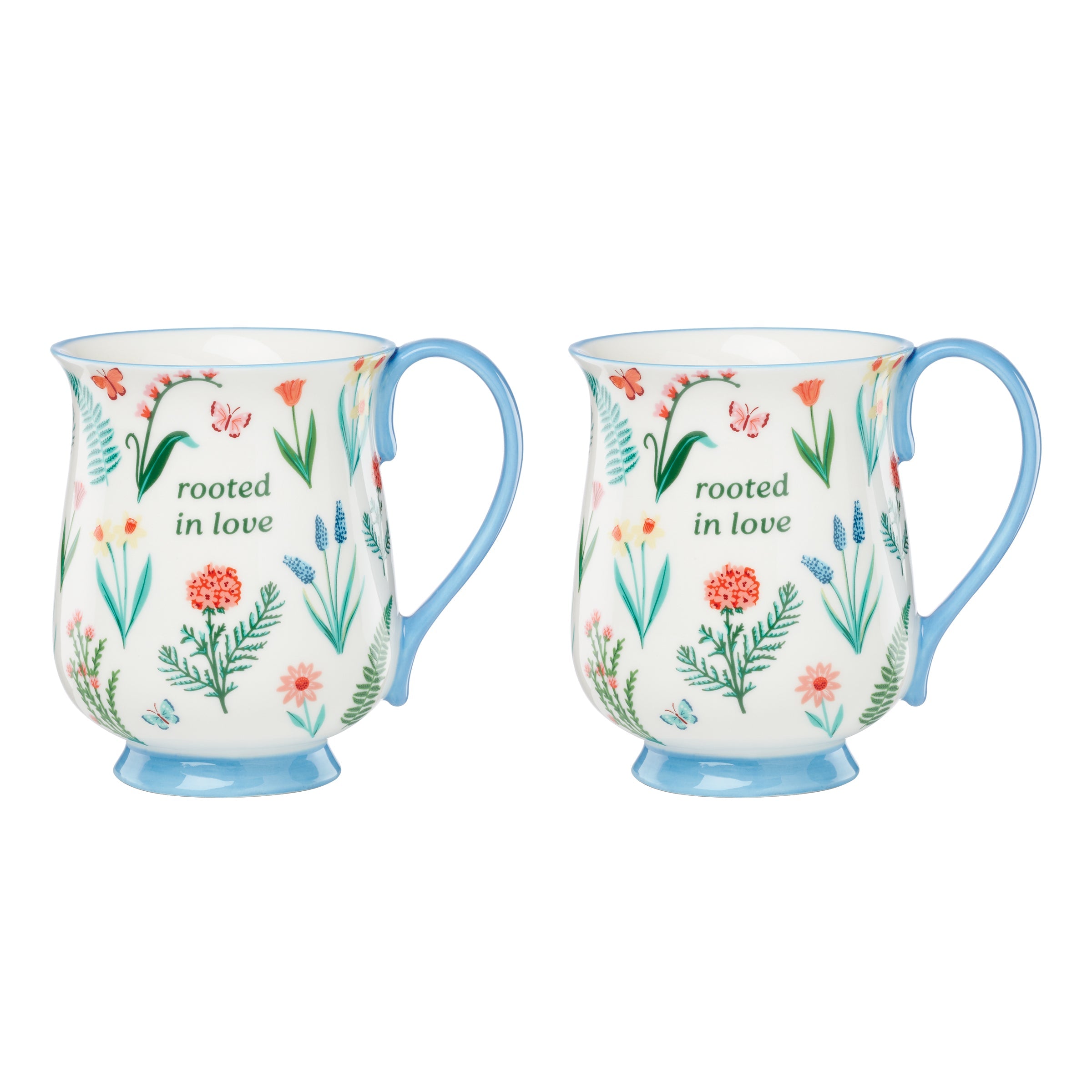 Lenox Premium First Blooms Blue Mugs, Set of 2
