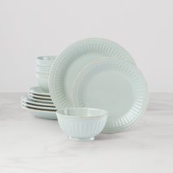 Lenox Premium French Perle Groove Ice Blue 12-Piece Place Setting