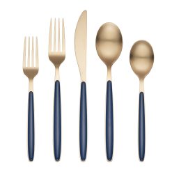 Alternative view of Lenox Premium Kiernan Champagne Satin Navy Handle 20-Piece Flatware Set
