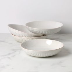 Lenox Premium French Perle Groove White Dinner Bowls, Set of 4