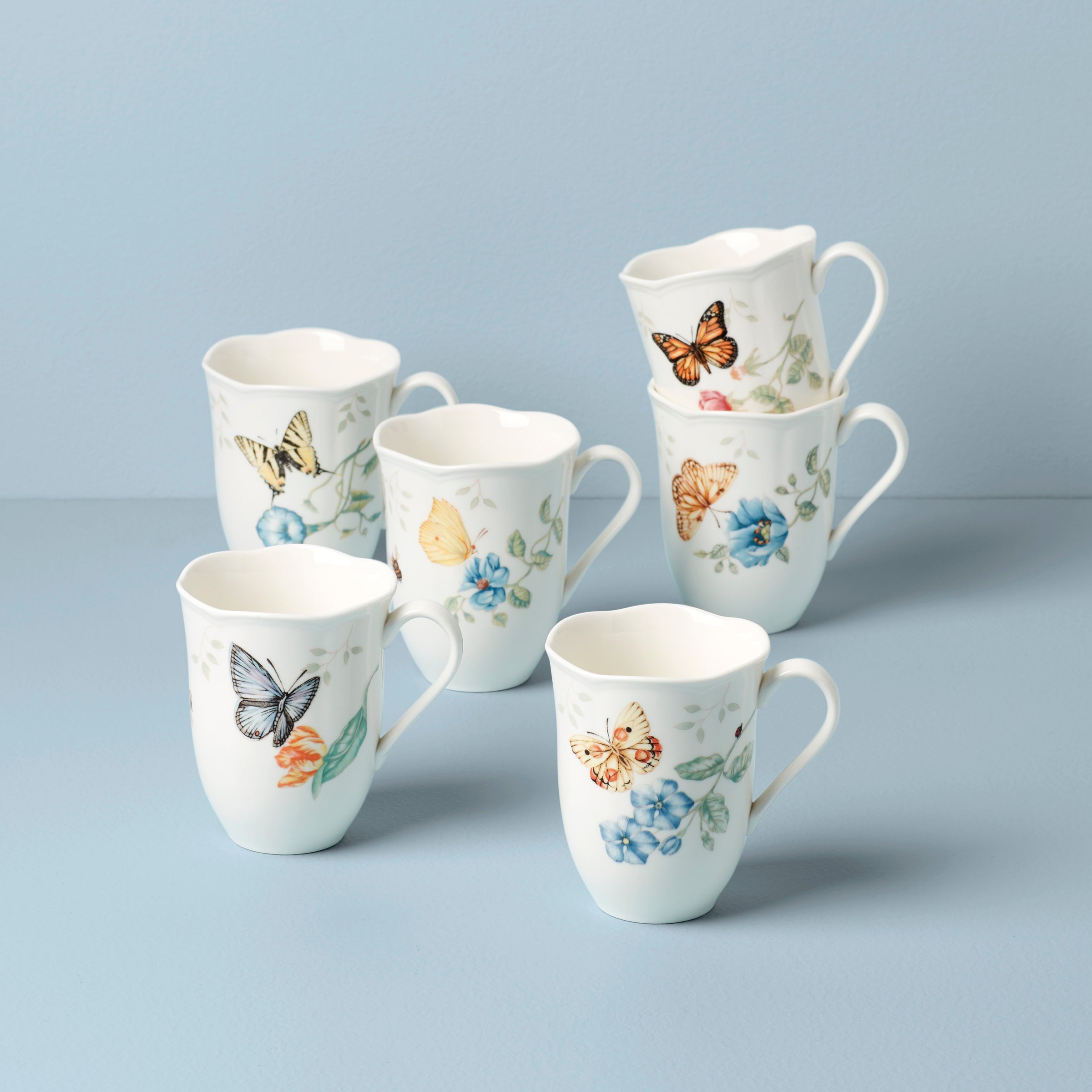 Lenox Premium Butterfly Meadow Mugs, Set of 6