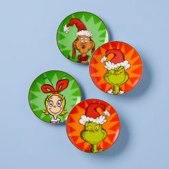 Lenox Premium Merry Grinchmas Tidbit Plates, Set of 4