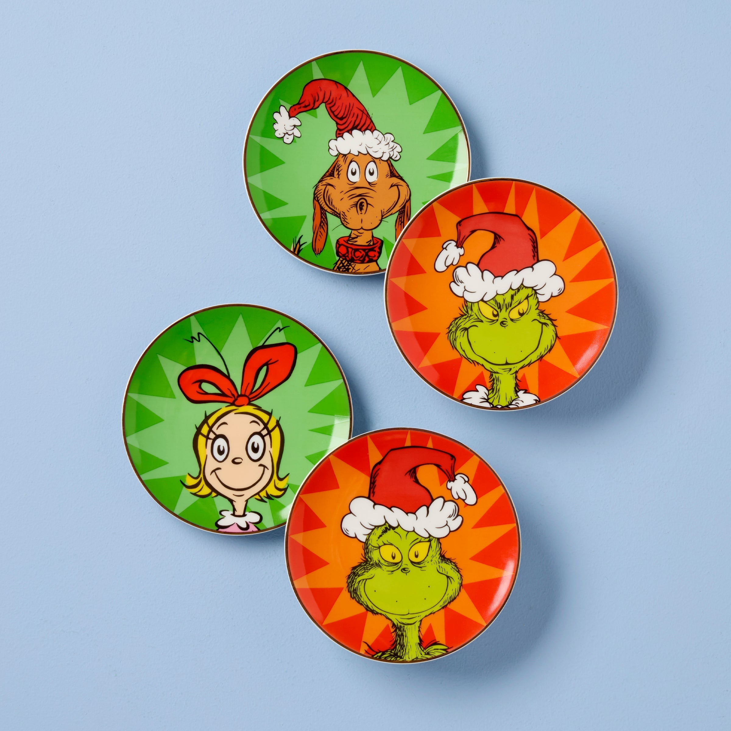 Lenox Premium Merry Grinchmas Tidbit Plates, Set of 4
