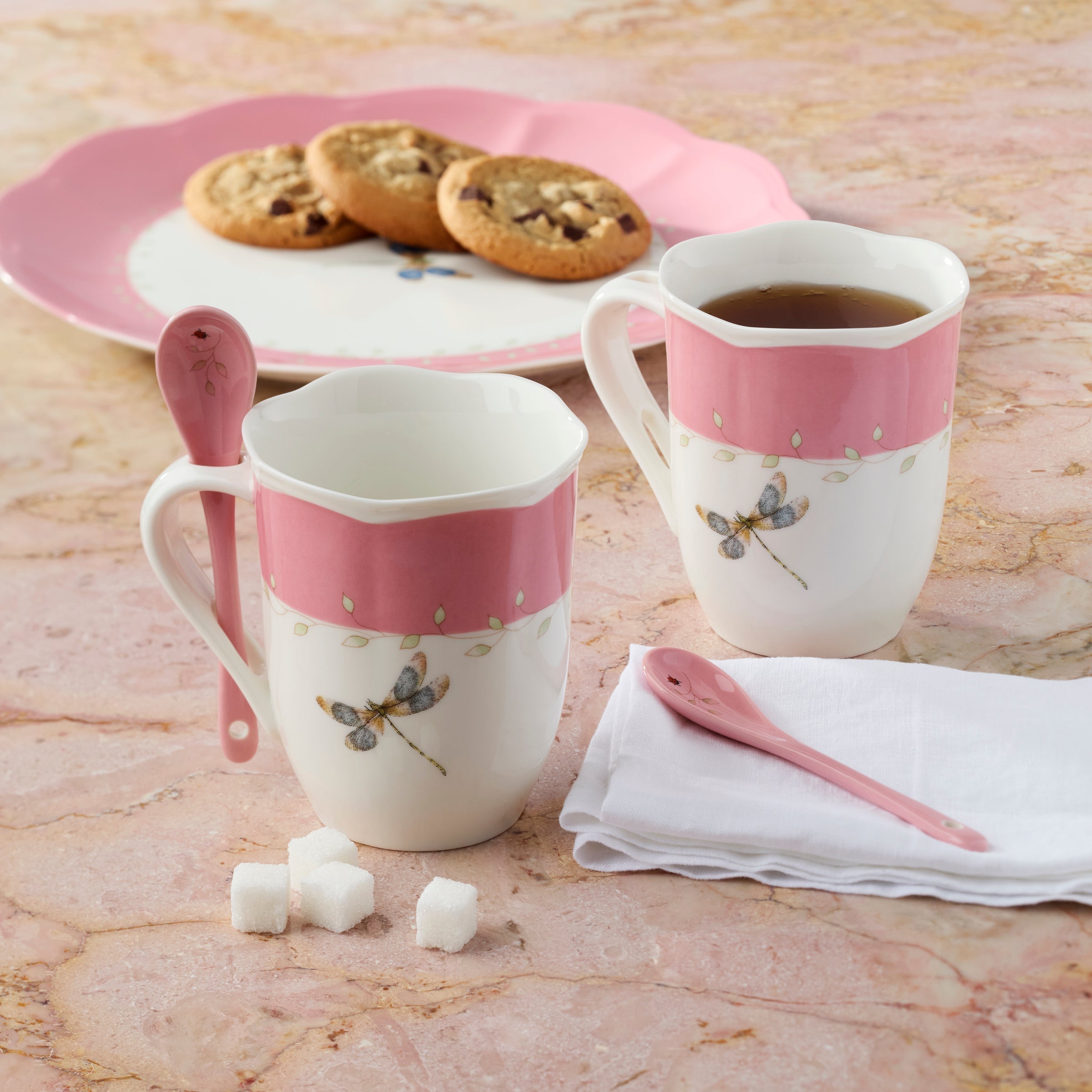 Lenox Premium Butterfly Meadow Pink Mugs with Spoons, Set of 2 - Image 5