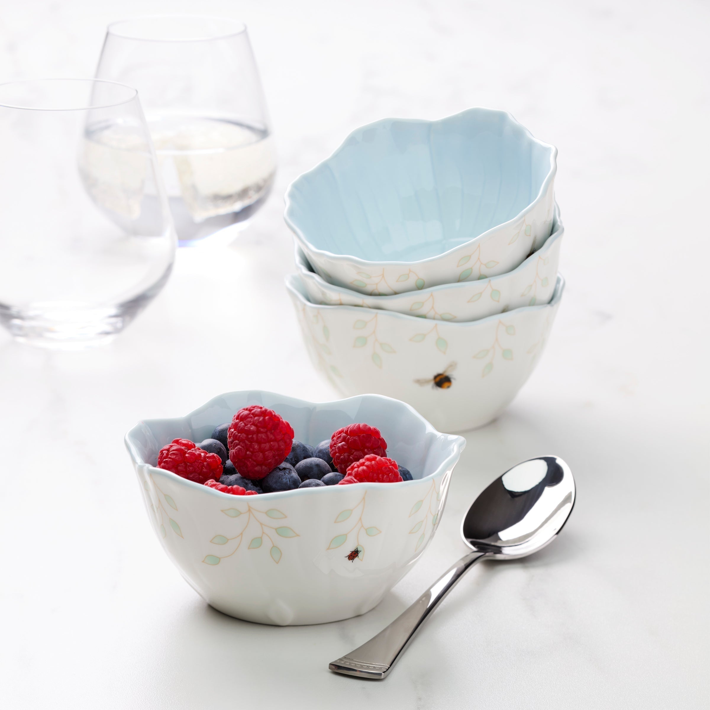 Lenox Premium Butterfly Meadow Floral Blue Dessert Bowls, Set of 4 - Image 2