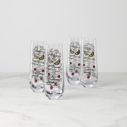 Lenox Premium Make Merry Stemless Flute Glasses, Set of 4
