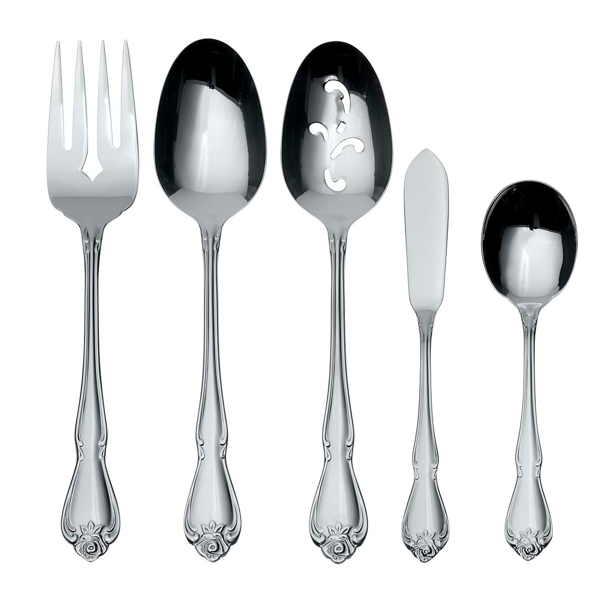 Lenox Premium True Rose 5 Piece Everyday Flatware Serving Set