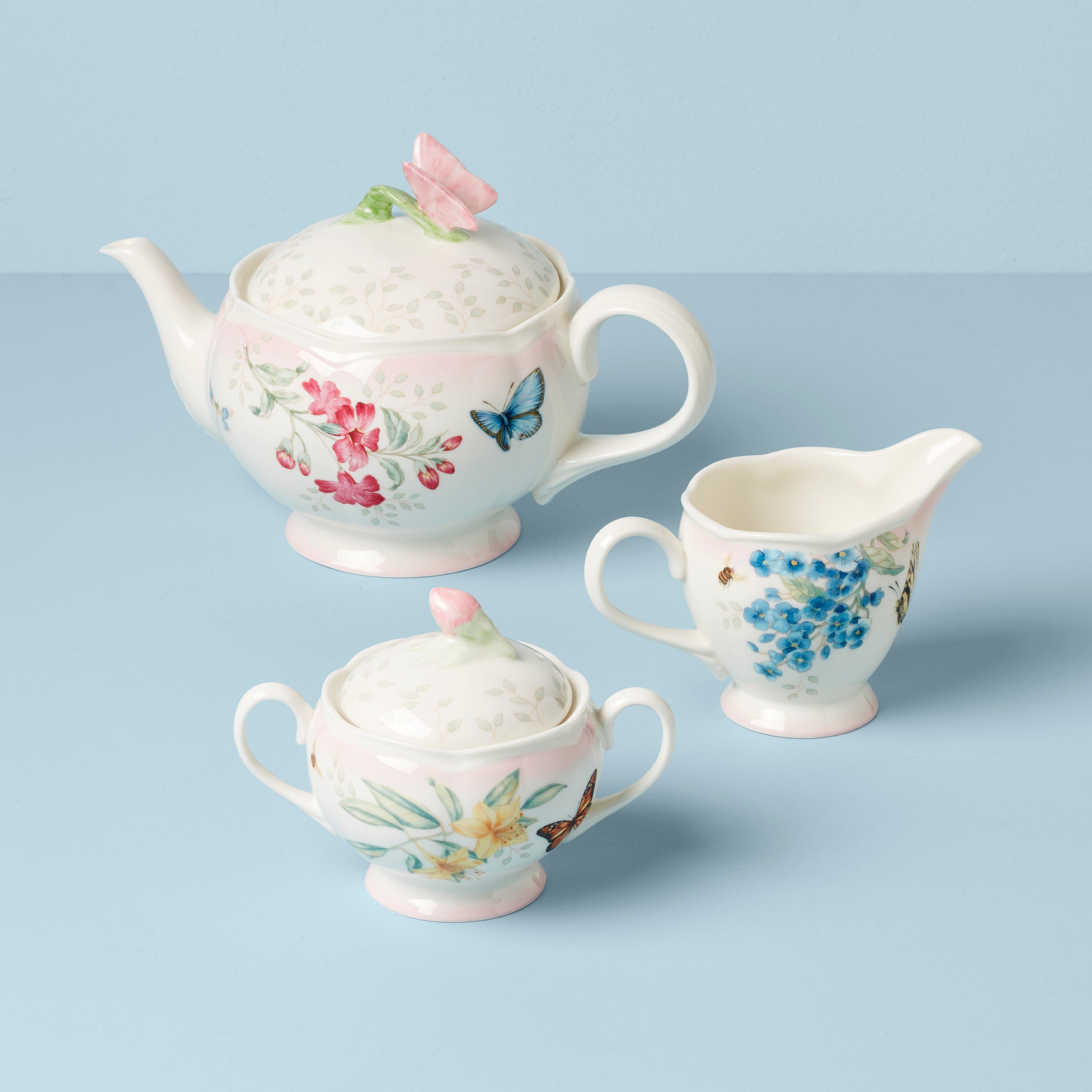 Lenox Premium Butterfly Meadow Pink Ombre 5-Piece Tea Set - Image 2