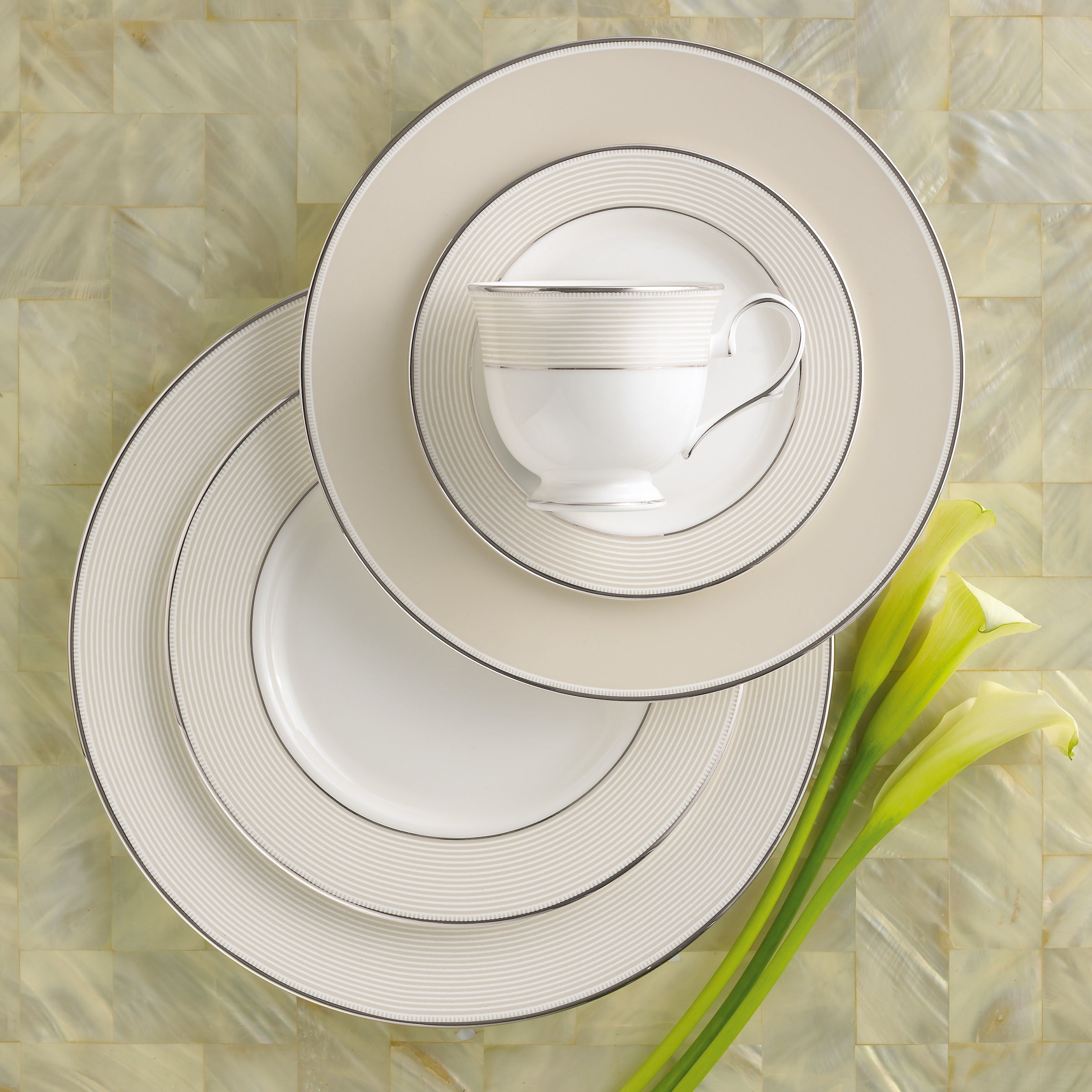 Lenox Premium Opal Innocence Stripe 5-Piece Place Setting - Image 2
