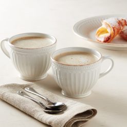 Alternative view of Lenox Premium French Perle Groove White Latte Mugs, Set of 2