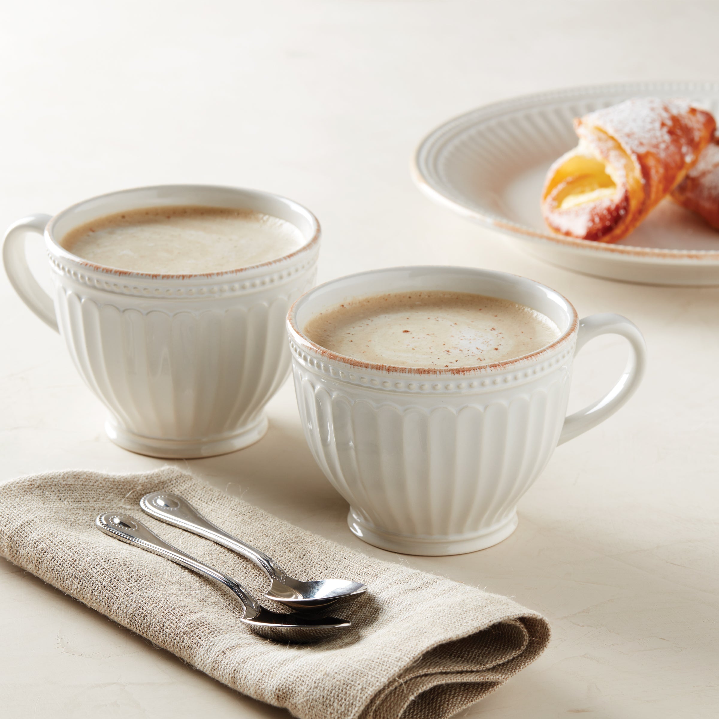 Lenox Premium French Perle Groove White Latte Mugs, Set of 2 - Image 2
