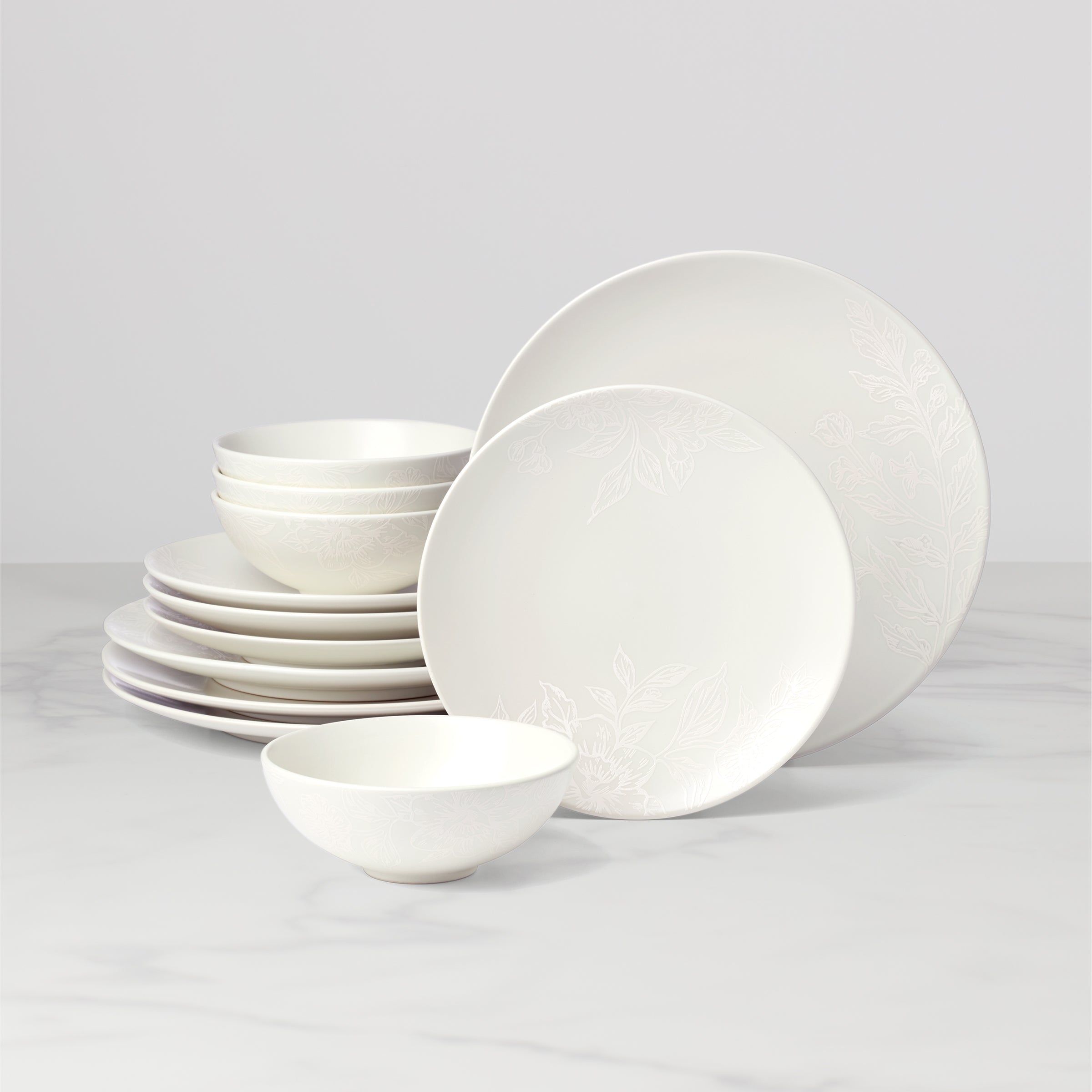 Lenox Premium Roseto White 12-Piece Dinnerware Set