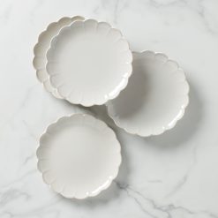 Lenox Premium French Perle Scallop White Accent Plates, Set of 4