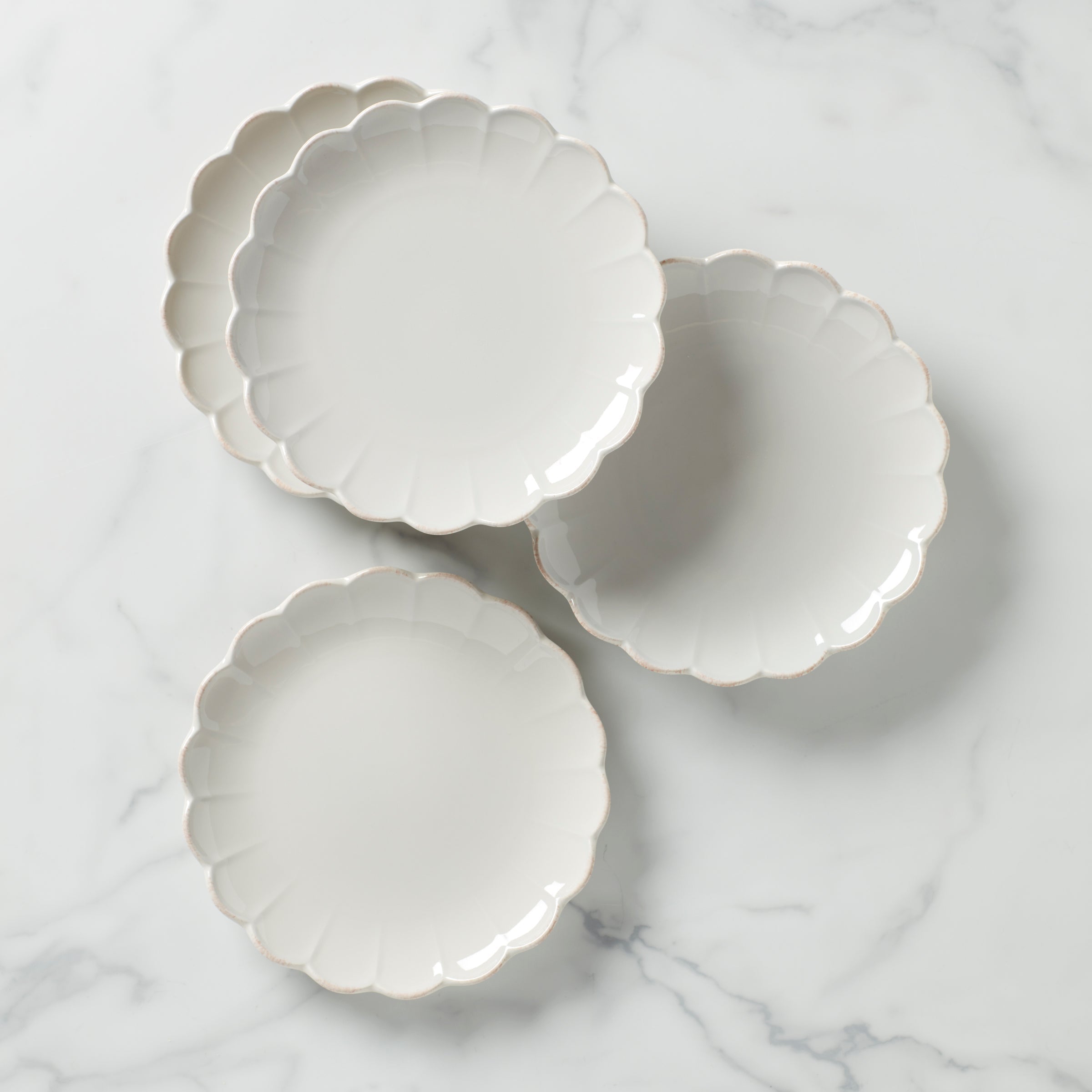 Lenox Premium French Perle Scallop White Accent Plates, Set of 4