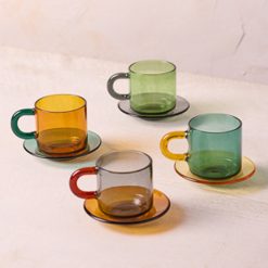 Lenox Premium Niko Glass Espresso Cups & Saucers, Set of 4