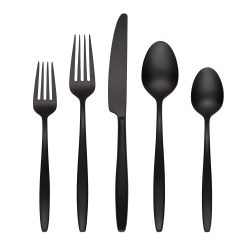 Lenox Premium Nylah Black Satin 20-Piece Flatware Set