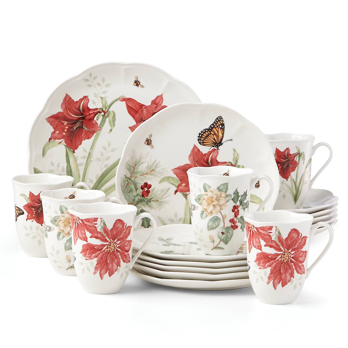 Lenox Premium Butterfly Meadow Holiday 18-Piece Dinnerware Set - Image 2