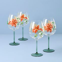 Lenox Premium Butterfly Meadow Holiday Balloon Glasses, Set of 4