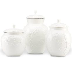 Alternative view of Lenox Premium Opal Innocence Carved 3-Piece Canister Set