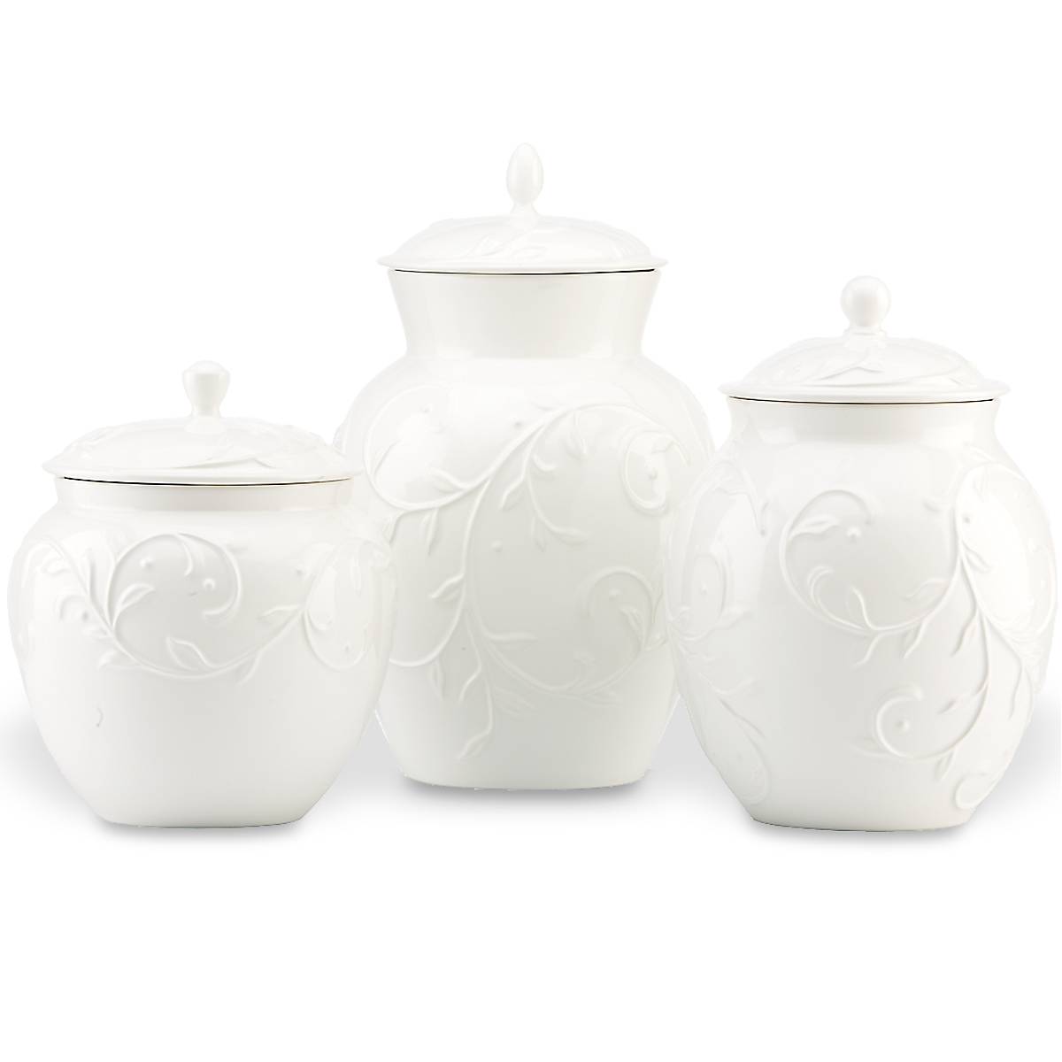 Lenox Premium Opal Innocence Carved 3-Piece Canister Set - Image 2