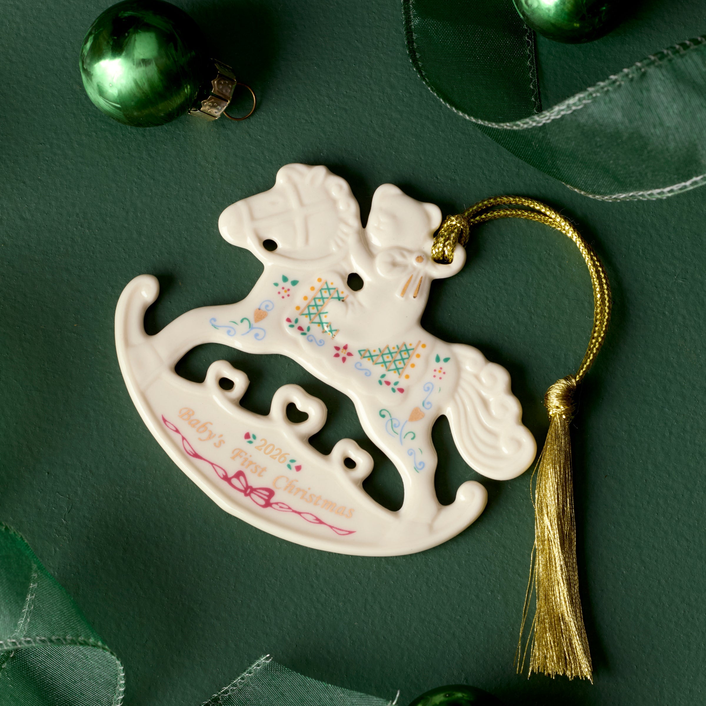 Lenox Premium 2026 Baby's 1st Christmas Rocking Horse Ornament - Image 2