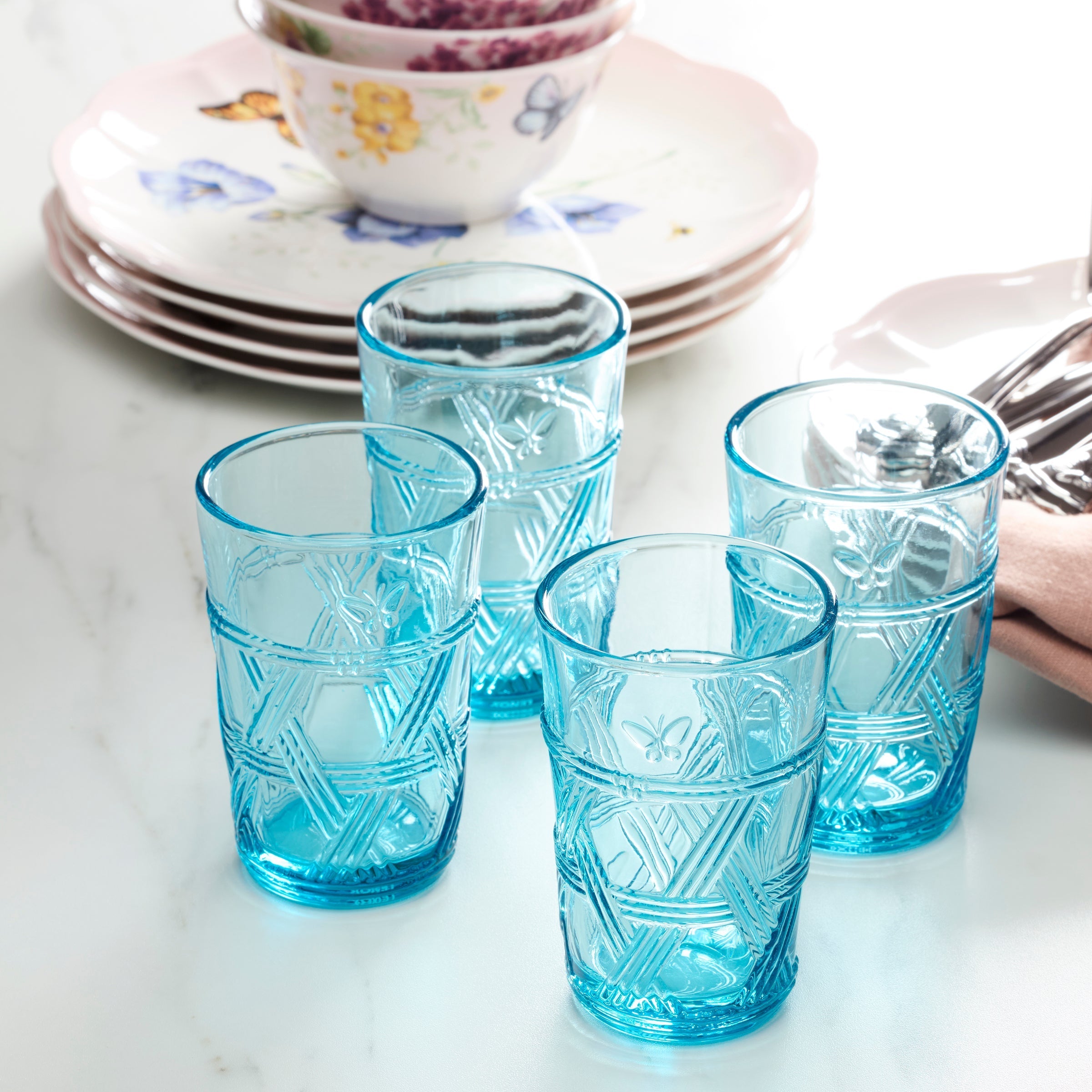 Lenox Premium Butterfly Meadow Blue Tall Glasses, Set of 4 - Image 5