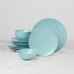 Lenox Premium Roseto French Blue 12-Piece Dinnerware Set
