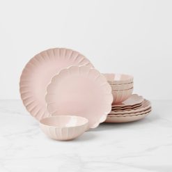 Lenox Premium French Perle Scallop Blush 12-Piece Dinnerware Set