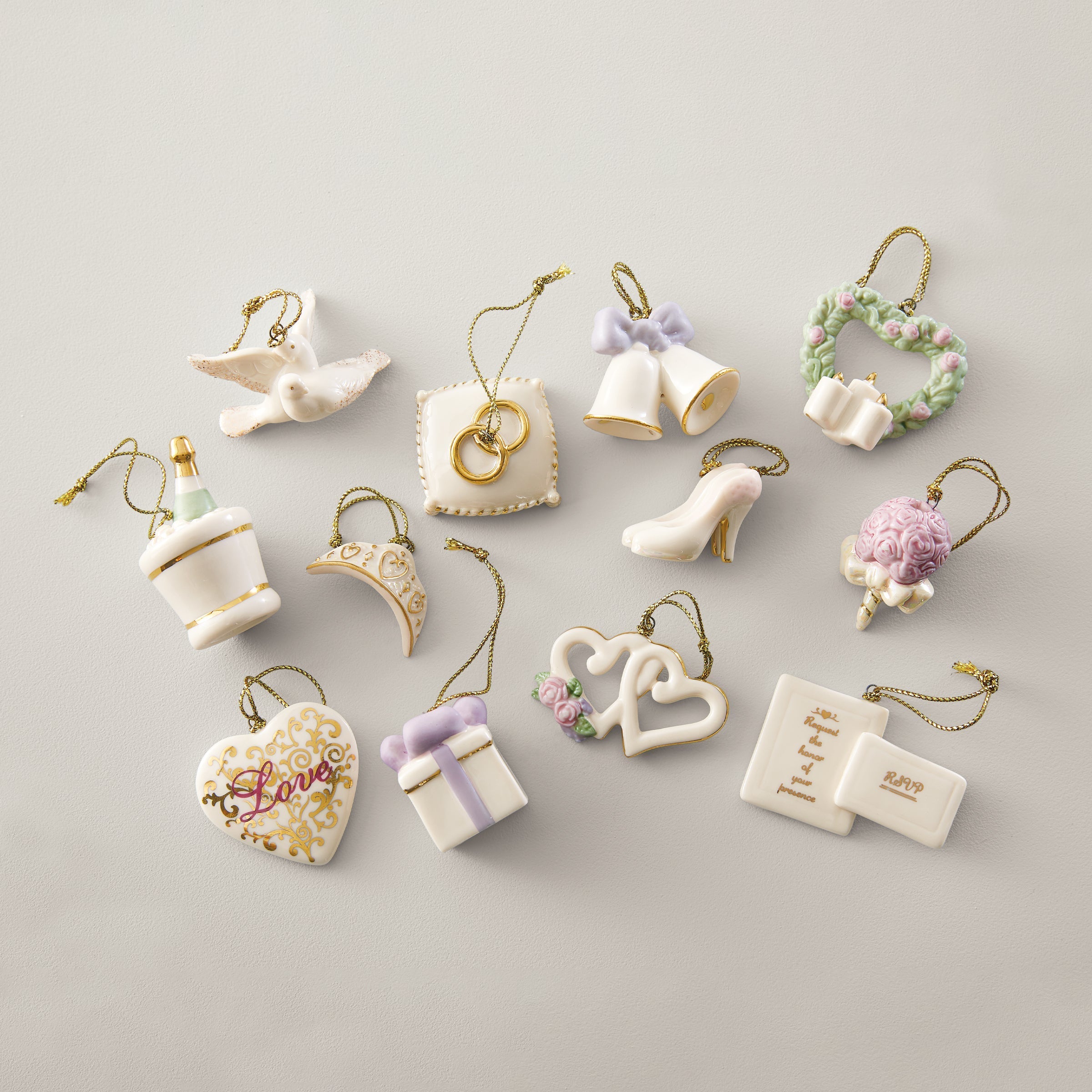 Lenox Premium Wedding Bliss 12-Piece Mini Ornament Set