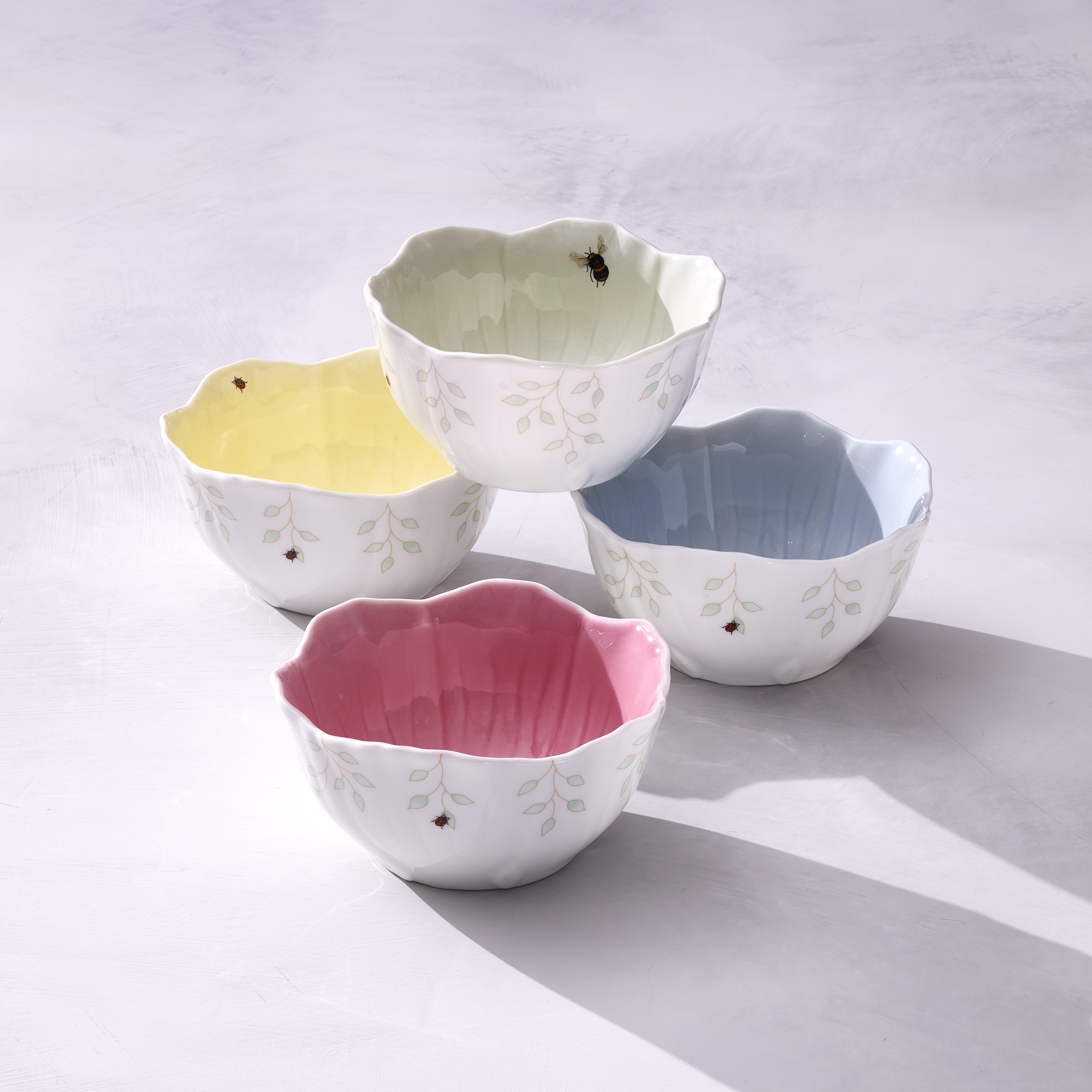 Lenox Premium Butterfly Meadow Floral Pink Dessert Bowls, Set of 4 - Image 3