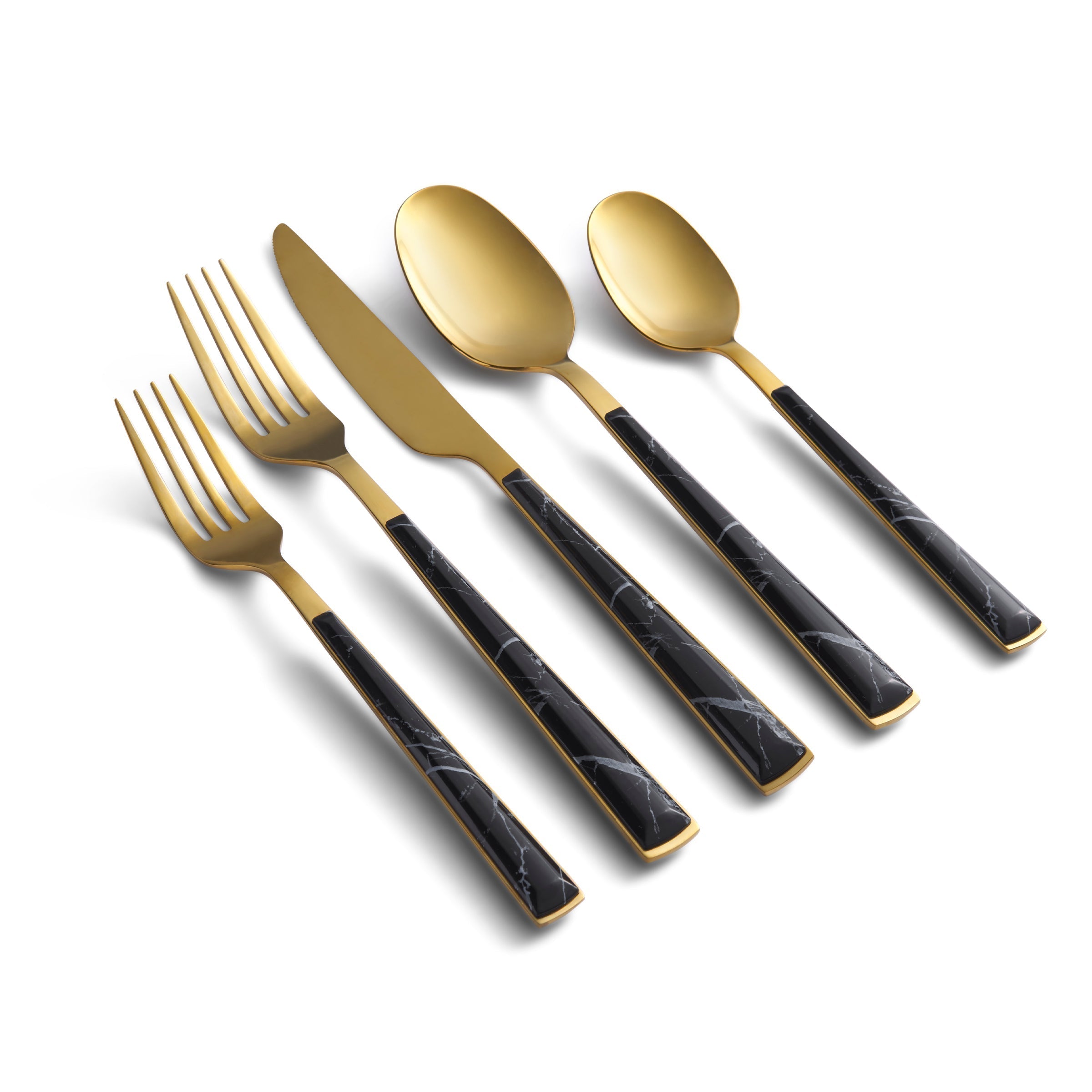 Lenox Premium Eivin Gold with Black Marble Handle 20-Piece Flatware Set
