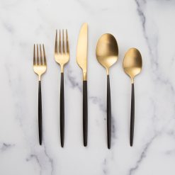 Lenox Premium Gaze Black Champagne Satin 20-Piece Flatware Set