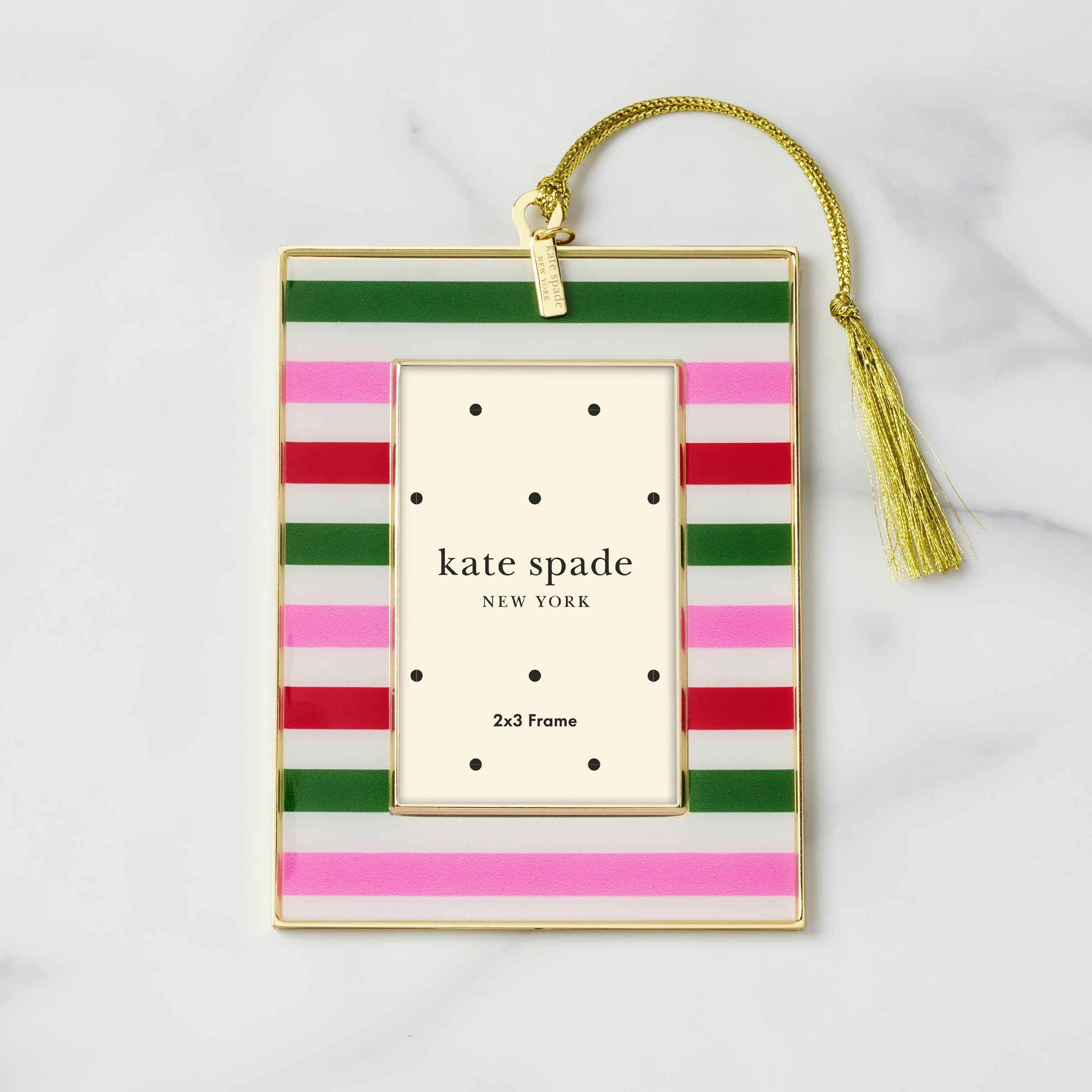 Lenox Premium Be Jolly Stripe Mini Frame Ornament