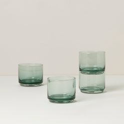 Lenox Premium Tuscany Classics Stackable Green Short Glasses, Set of 4