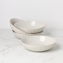 Lenox Premium French Perle Scallop White Pasta Bowls, Set of 4