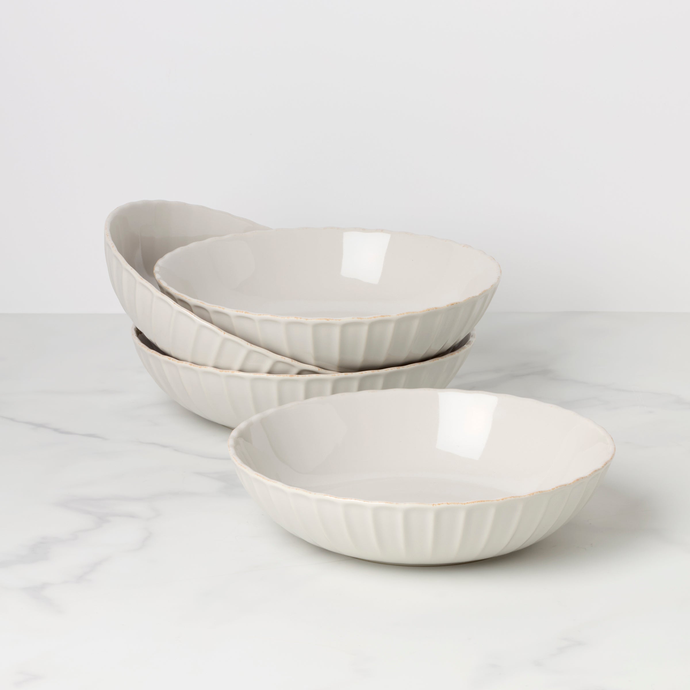 Lenox Premium French Perle Scallop White Pasta Bowls, Set of 4