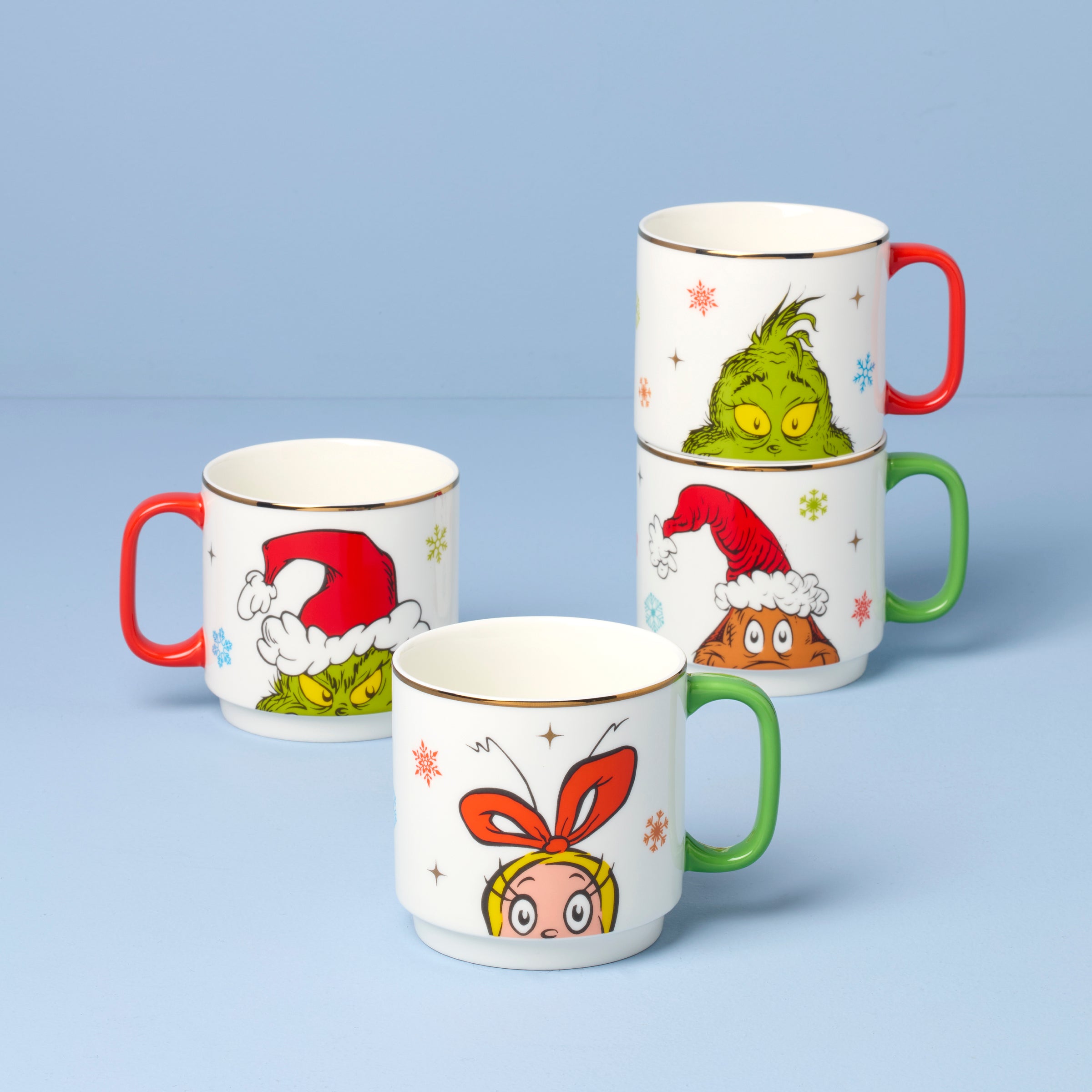 Lenox Premium Merry Grinchmas Stackable Mugs, Set of 4